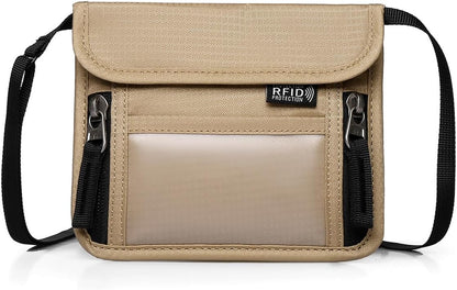 Passport Holder for Travel Pouch Neck Wallet for Traveling Women Men with RFID Blocking Waterproof and Slim Neck Pouch Adjustable Neck Strap (Z-Blue)