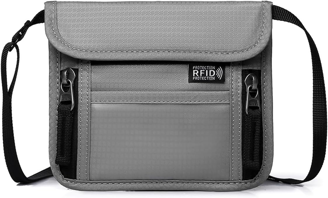 Passport Holder for Travel Pouch Neck Wallet for Traveling Women Men with RFID Blocking Waterproof and Slim Neck Pouch Adjustable Neck Strap (Z-Blue)