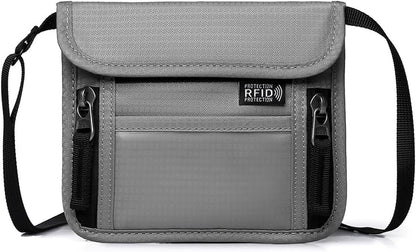 Passport Holder for Travel Pouch Neck Wallet for Traveling Women Men with RFID Blocking Waterproof and Slim Neck Pouch Adjustable Neck Strap (Z-Blue)