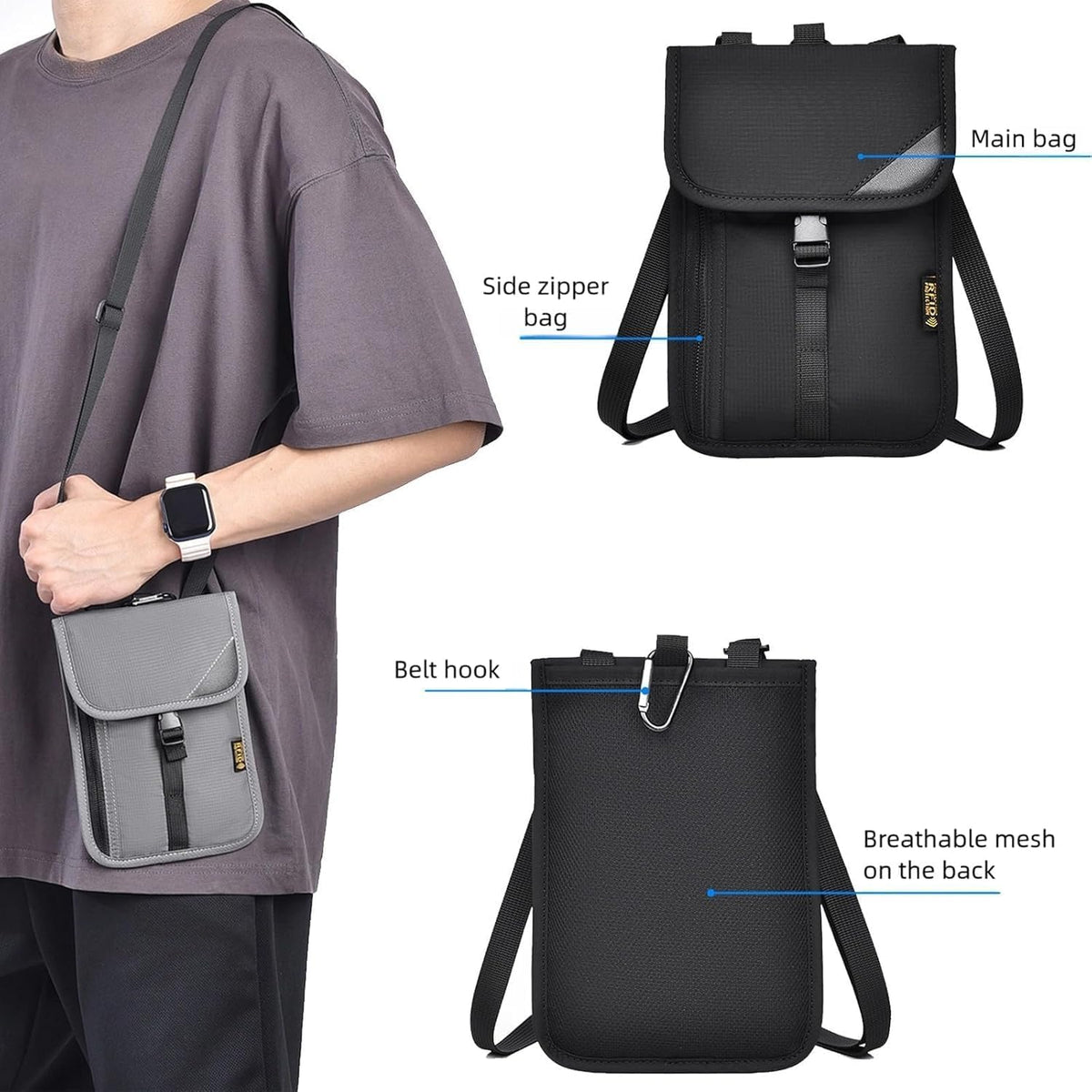 Passport Holder for Travel Pouch Neck Wallet for Traveling Women Men with RFID Blocking Waterproof and Slim Neck Pouch Adjustable Neck Strap (Z-Blue)