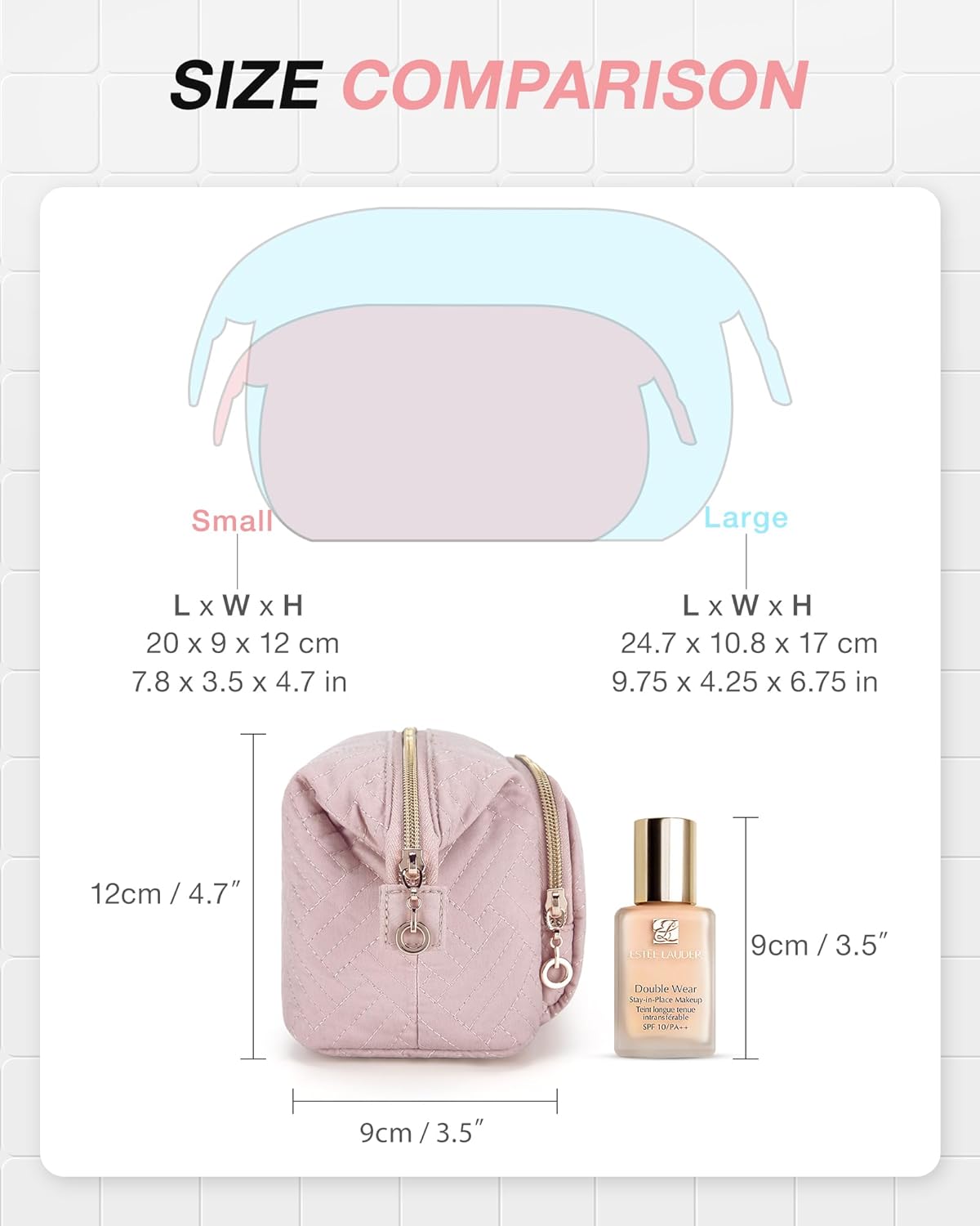 Travel Makeup Bag, Cosmetic Bag Small Make Up Organizer Case,Wide-open Pouch for Women Purse for Toiletries Accessories Brushes,Large Beige