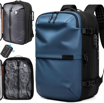 Vacuum Seal Travel Backpack 60L with Expandable HyperSeal Air Compression Vacuum System Water Resistant TSA Lock (Vacuum Pump Included, Black, 60L)