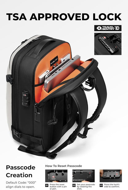 Vacuum Seal Travel Backpack 60L with Expandable HyperSeal Air Compression Vacuum System Water Resistant TSA Lock (Vacuum Pump Included, Black, 60L)