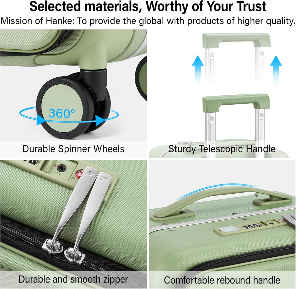 20 Inch Carry On Luggage with Cup Holder and USB Charging Port, Top Opening Hard Shell Suitcase with Wheels, Aluminum Frame Trunk Luggage with TSA Lock & Dividers for Travel, Smoke White