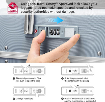 20 Inch Carry On Luggage with Cup Holder and USB Charging Port, Top Opening Hard Shell Suitcase with Wheels, Aluminum Frame Trunk Luggage with TSA Lock & Dividers for Travel, Smoke White