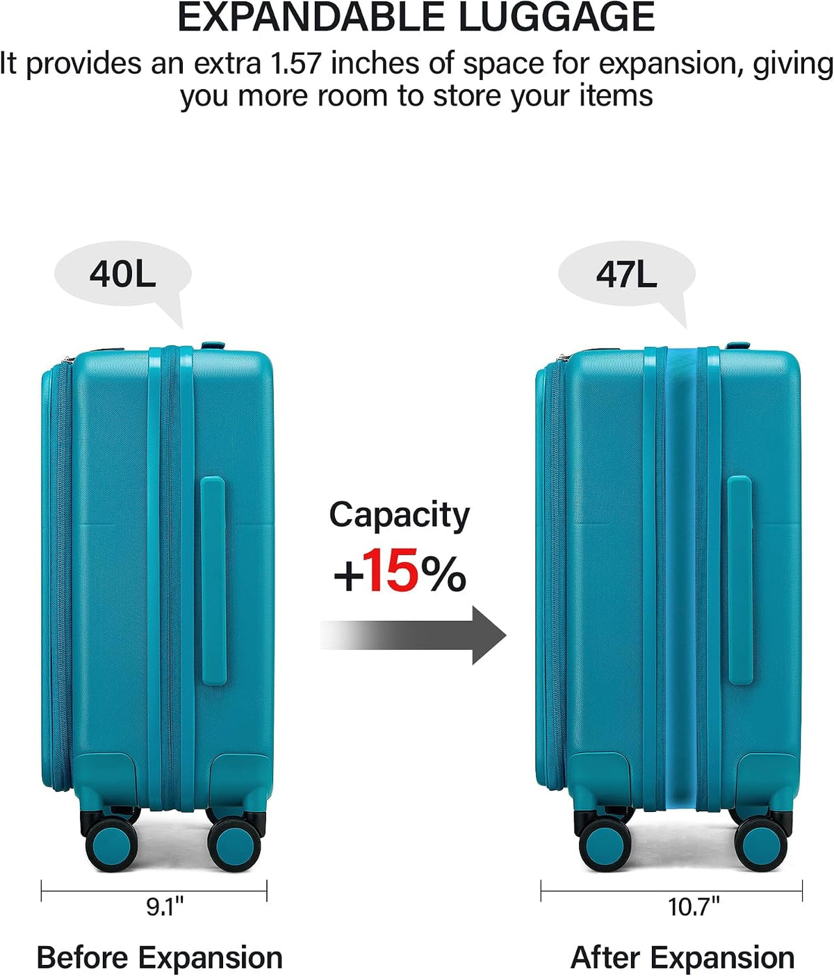 20 Inch Carry On Luggage with Cup Holder and USB Charging Port, Top Opening Hard Shell Suitcase with Wheels, Aluminum Frame Trunk Luggage with TSA Lock & Dividers for Travel, Smoke White