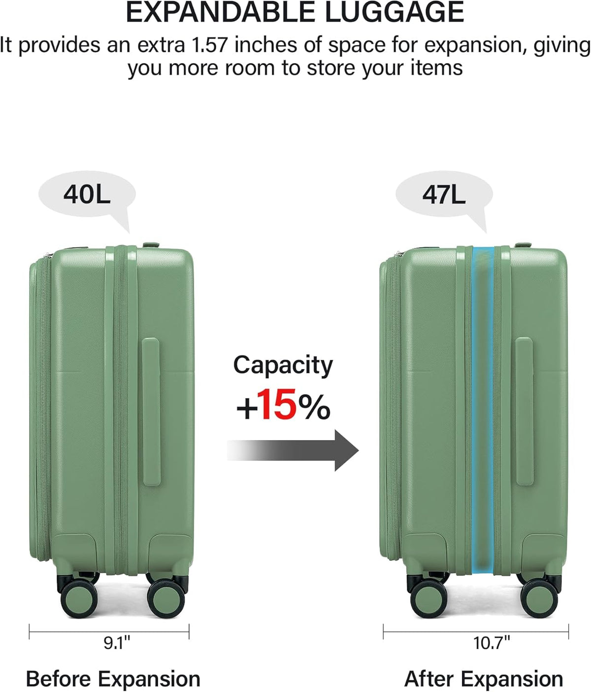 20 Inch Carry On Luggage with Cup Holder and USB Charging Port, Top Opening Hard Shell Suitcase with Wheels, Aluminum Frame Trunk Luggage with TSA Lock & Dividers for Travel, Smoke White
