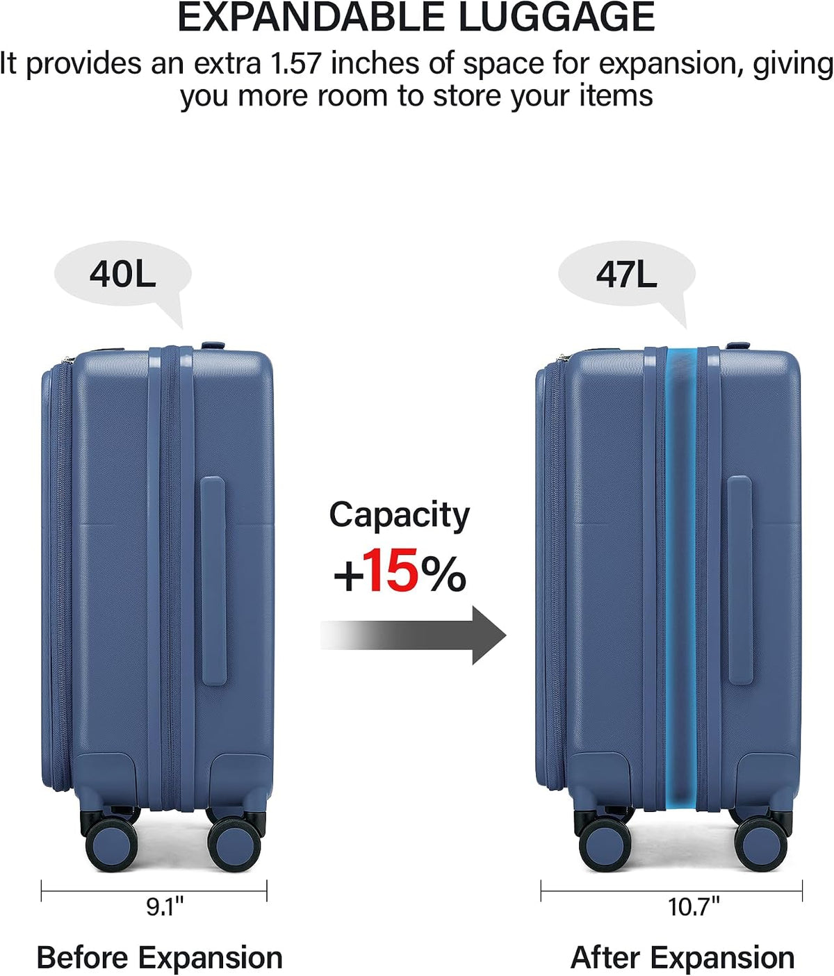 20 Inch Carry On Luggage with Cup Holder and USB Charging Port, Top Opening Hard Shell Suitcase with Wheels, Aluminum Frame Trunk Luggage with TSA Lock & Dividers for Travel, Smoke White