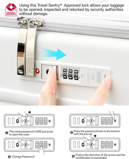 20 Inch Carry On Luggage with Cup Holder and USB Charging Port, Top Opening Hard Shell Suitcase with Wheels, Aluminum Frame Trunk Luggage with TSA Lock & Dividers for Travel, Smoke White