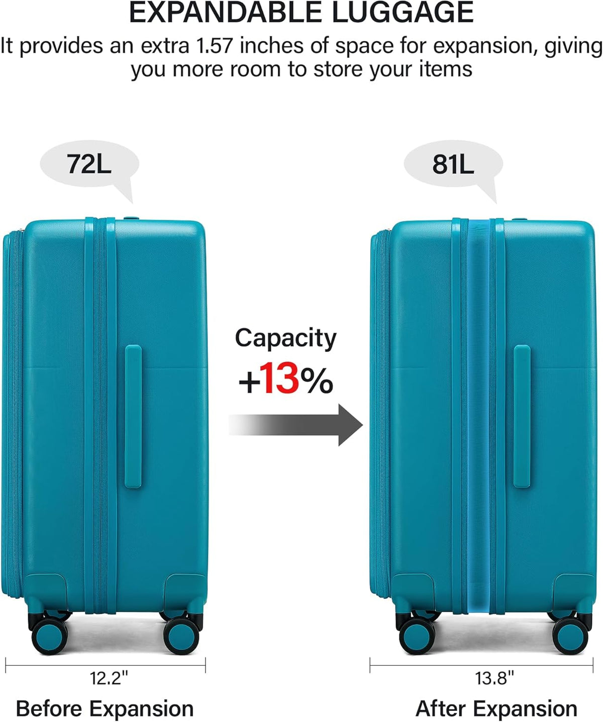 20 Inch Carry On Luggage with Cup Holder and USB Charging Port, Top Opening Hard Shell Suitcase with Wheels, Aluminum Frame Trunk Luggage with TSA Lock & Dividers for Travel, Smoke White