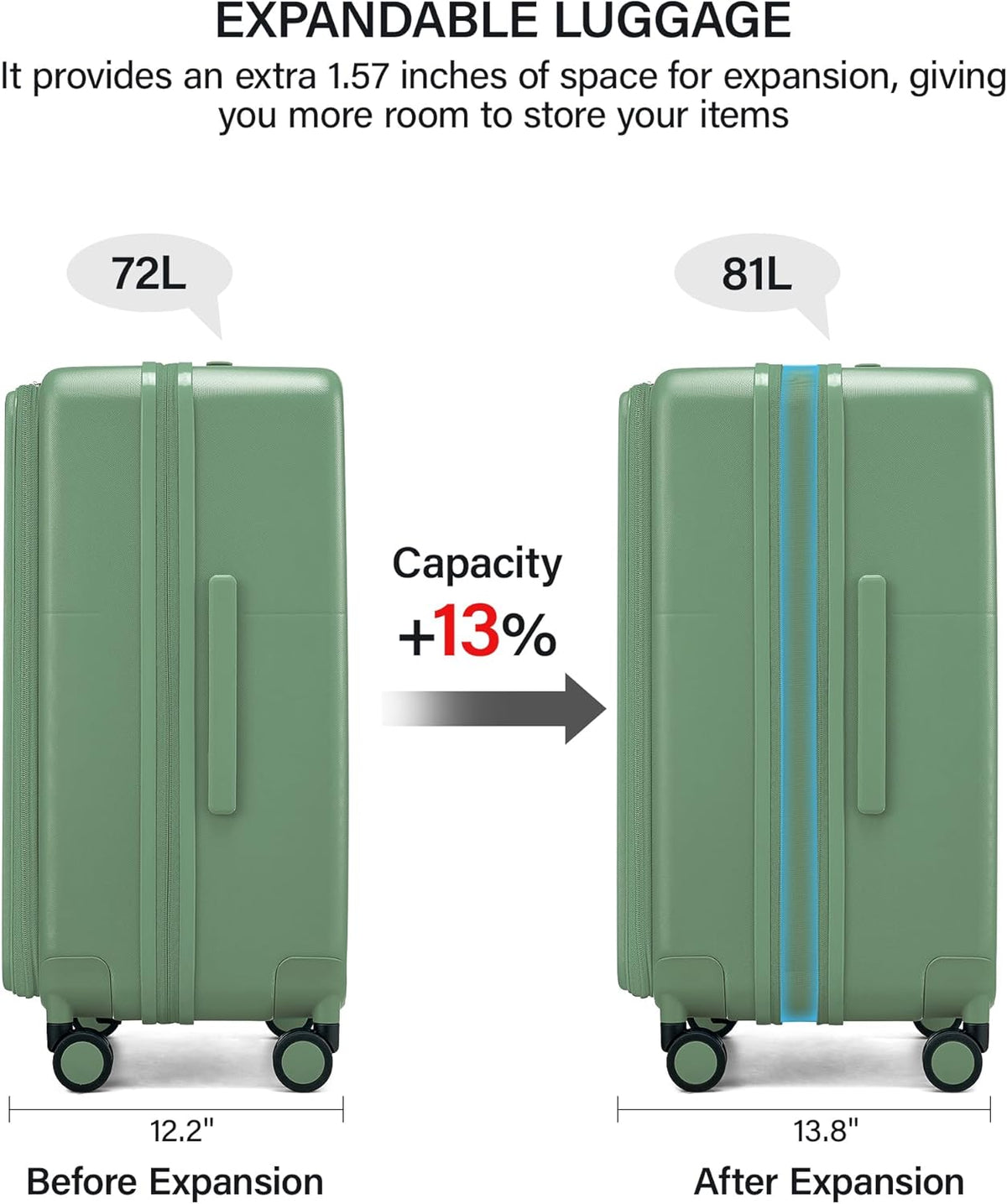 20 Inch Carry On Luggage with Cup Holder and USB Charging Port, Top Opening Hard Shell Suitcase with Wheels, Aluminum Frame Trunk Luggage with TSA Lock & Dividers for Travel, Smoke White
