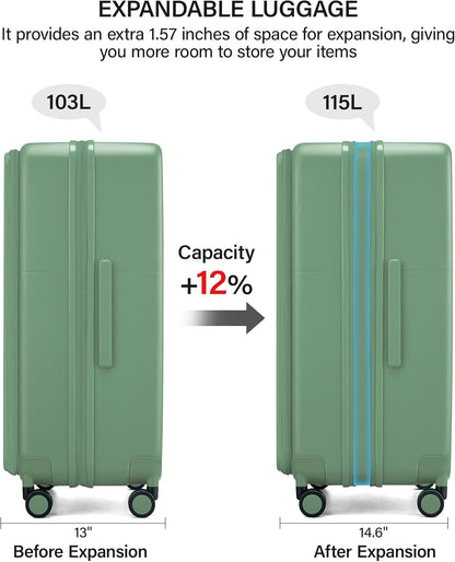 20 Inch Carry On Luggage with Cup Holder and USB Charging Port, Top Opening Hard Shell Suitcase with Wheels, Aluminum Frame Trunk Luggage with TSA Lock & Dividers for Travel, Smoke White
