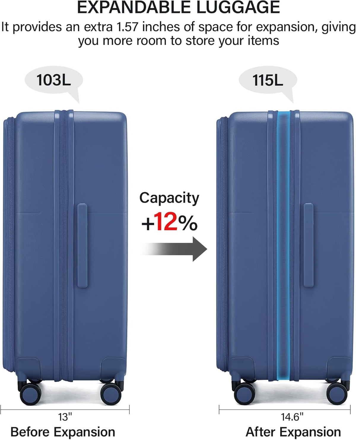 20 Inch Carry On Luggage with Cup Holder and USB Charging Port, Top Opening Hard Shell Suitcase with Wheels, Aluminum Frame Trunk Luggage with TSA Lock & Dividers for Travel, Smoke White