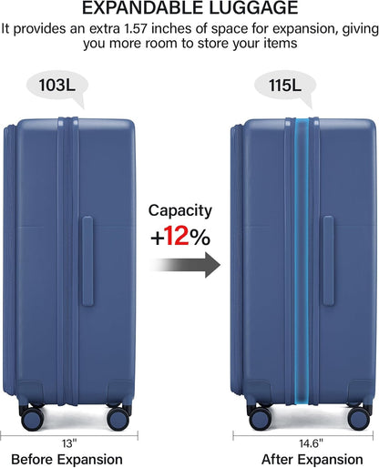 20 Inch Carry On Luggage with Cup Holder and USB Charging Port, Top Opening Hard Shell Suitcase with Wheels, Aluminum Frame Trunk Luggage with TSA Lock & Dividers for Travel, Smoke White