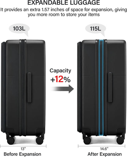20 Inch Carry On Luggage with Cup Holder and USB Charging Port, Top Opening Hard Shell Suitcase with Wheels, Aluminum Frame Trunk Luggage with TSA Lock & Dividers for Travel, Smoke White