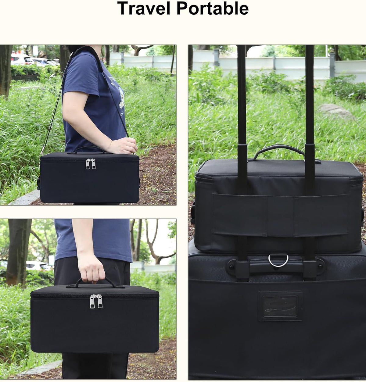 Extra Large Makeup Case Professional Cosmetic Storage Organizer Box Brush Holder with 4 Clear Set Bags & Lipstick Plate for Makeup Artists with Shoulder Strap & Adjustable Dividers