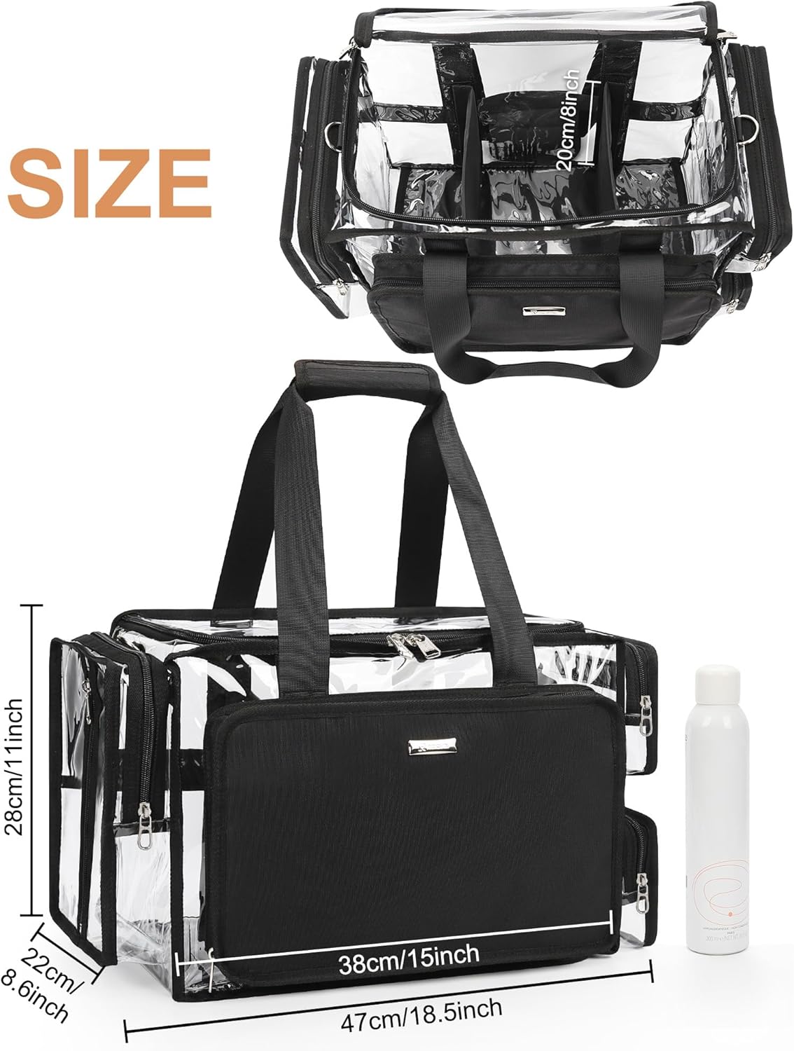 Extra Large Makeup Case Professional Cosmetic Storage Organizer Box Brush Holder with 4 Clear Set Bags & Lipstick Plate for Makeup Artists with Shoulder Strap & Adjustable Dividers