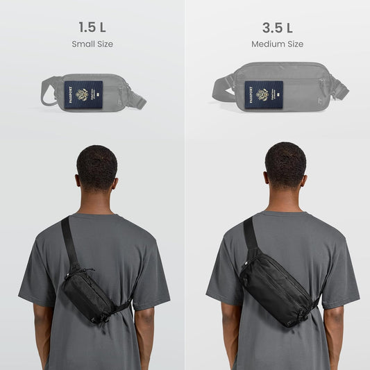 3.5L X-Pac Sling Bag with RFID Blocking Crossbody Pack for Men Women | EDC Minimalist Shoulder Bag, Water-resistant Lightweight Carrying Waist Fanny Pack for Travel, Daily Commute, Hiking, Walking