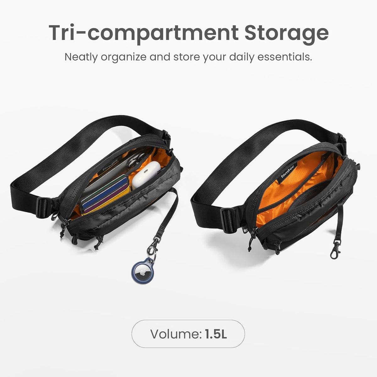 3.5L X-Pac Sling Bag with RFID Blocking Crossbody Pack for Men Women | EDC Minimalist Shoulder Bag, Water-resistant Lightweight Carrying Waist Fanny Pack for Travel, Daily Commute, Hiking, Walking