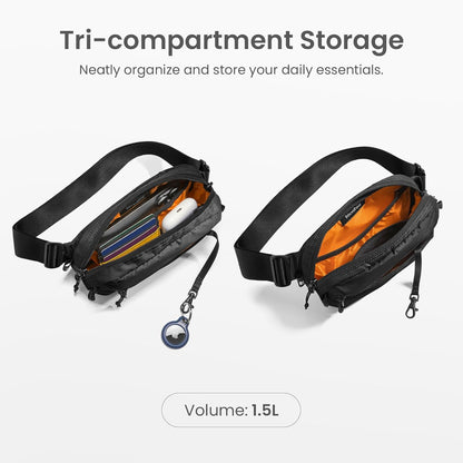 3.5L X-Pac Sling Bag with RFID Blocking Crossbody Pack for Men Women | EDC Minimalist Shoulder Bag, Water-resistant Lightweight Carrying Waist Fanny Pack for Travel, Daily Commute, Hiking, Walking