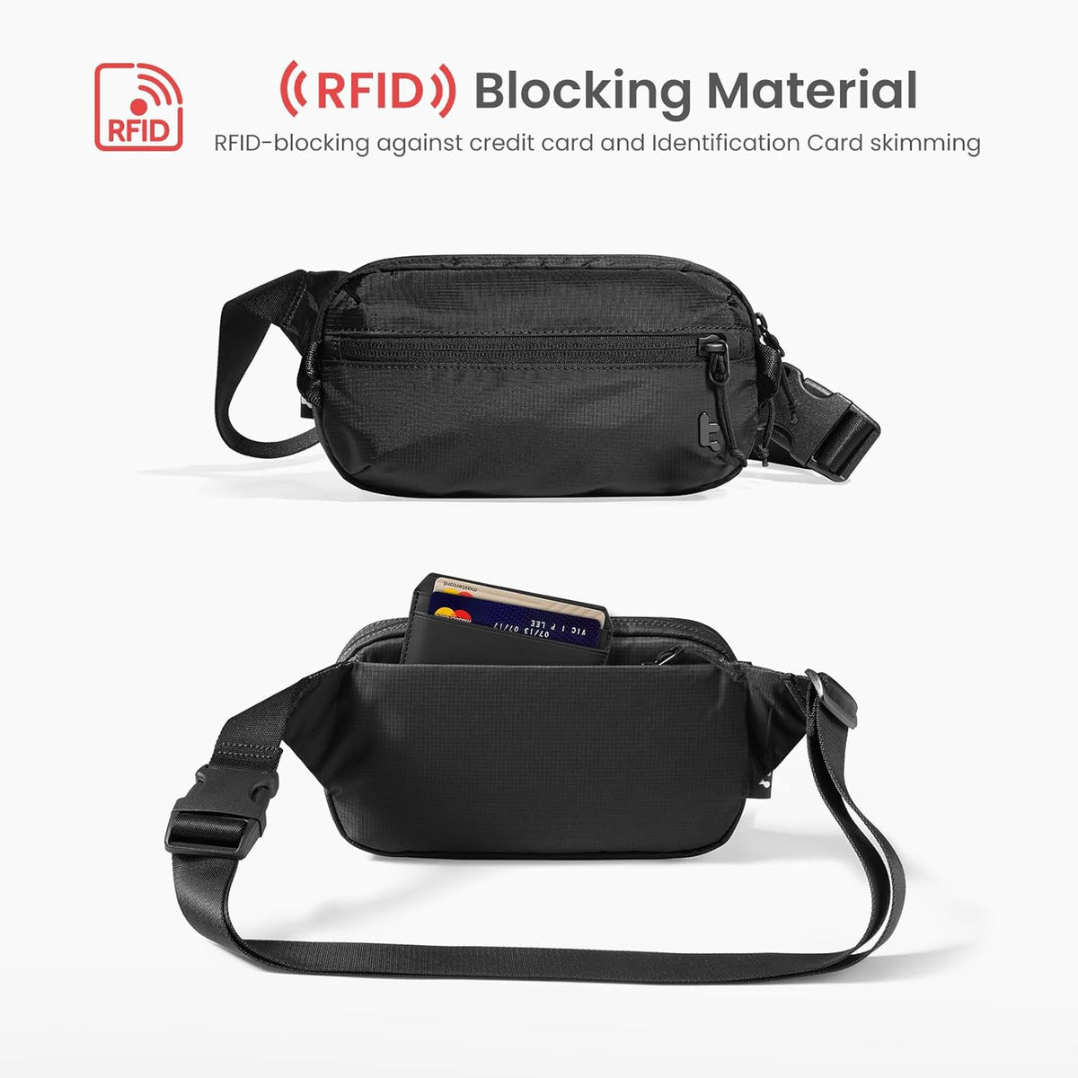 3.5L X-Pac Sling Bag with RFID Blocking Crossbody Pack for Men Women | EDC Minimalist Shoulder Bag, Water-resistant Lightweight Carrying Waist Fanny Pack for Travel, Daily Commute, Hiking, Walking