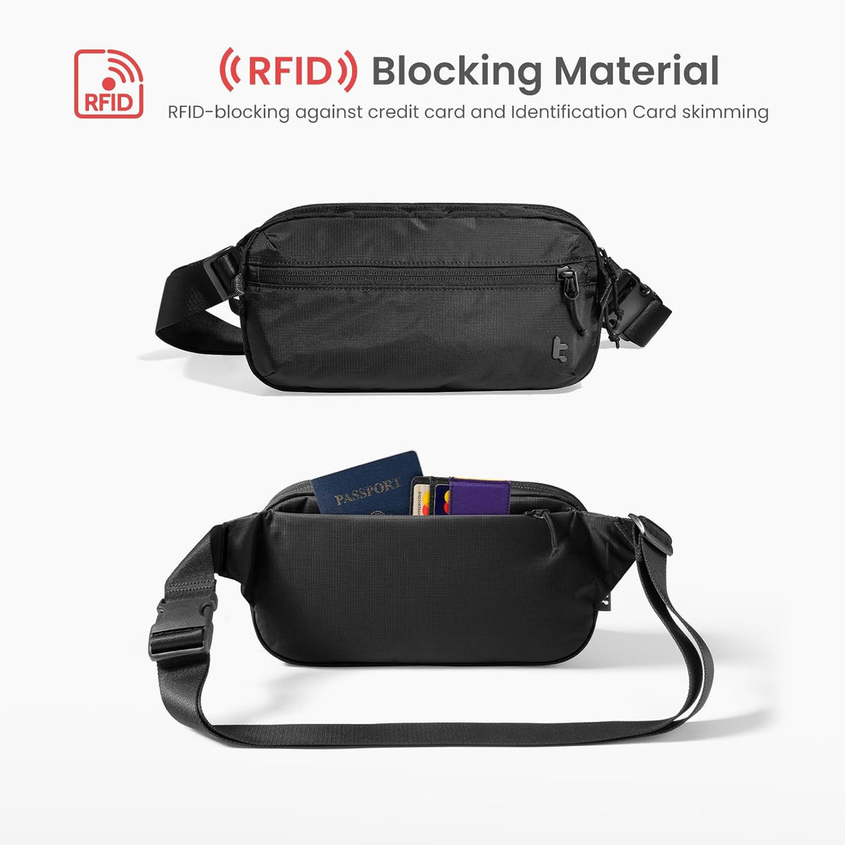 3.5L X-Pac Sling Bag with RFID Blocking Crossbody Pack for Men Women | EDC Minimalist Shoulder Bag, Water-resistant Lightweight Carrying Waist Fanny Pack for Travel, Daily Commute, Hiking, Walking