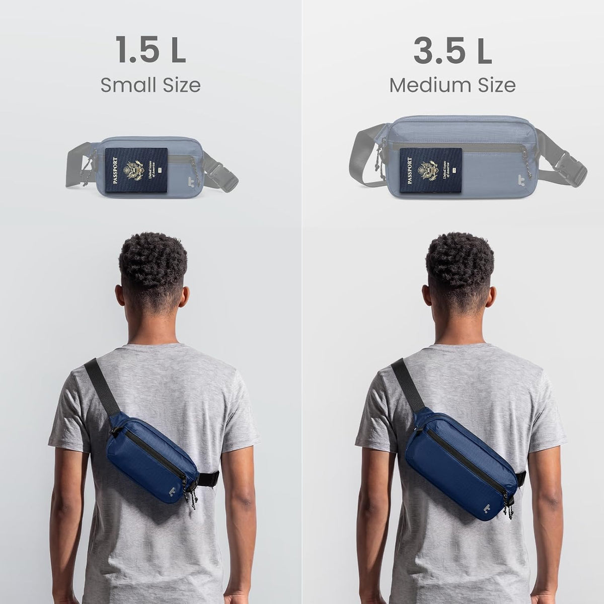 3.5L X-Pac Sling Bag with RFID Blocking Crossbody Pack for Men Women | EDC Minimalist Shoulder Bag, Water-resistant Lightweight Carrying Waist Fanny Pack for Travel, Daily Commute, Hiking, Walking