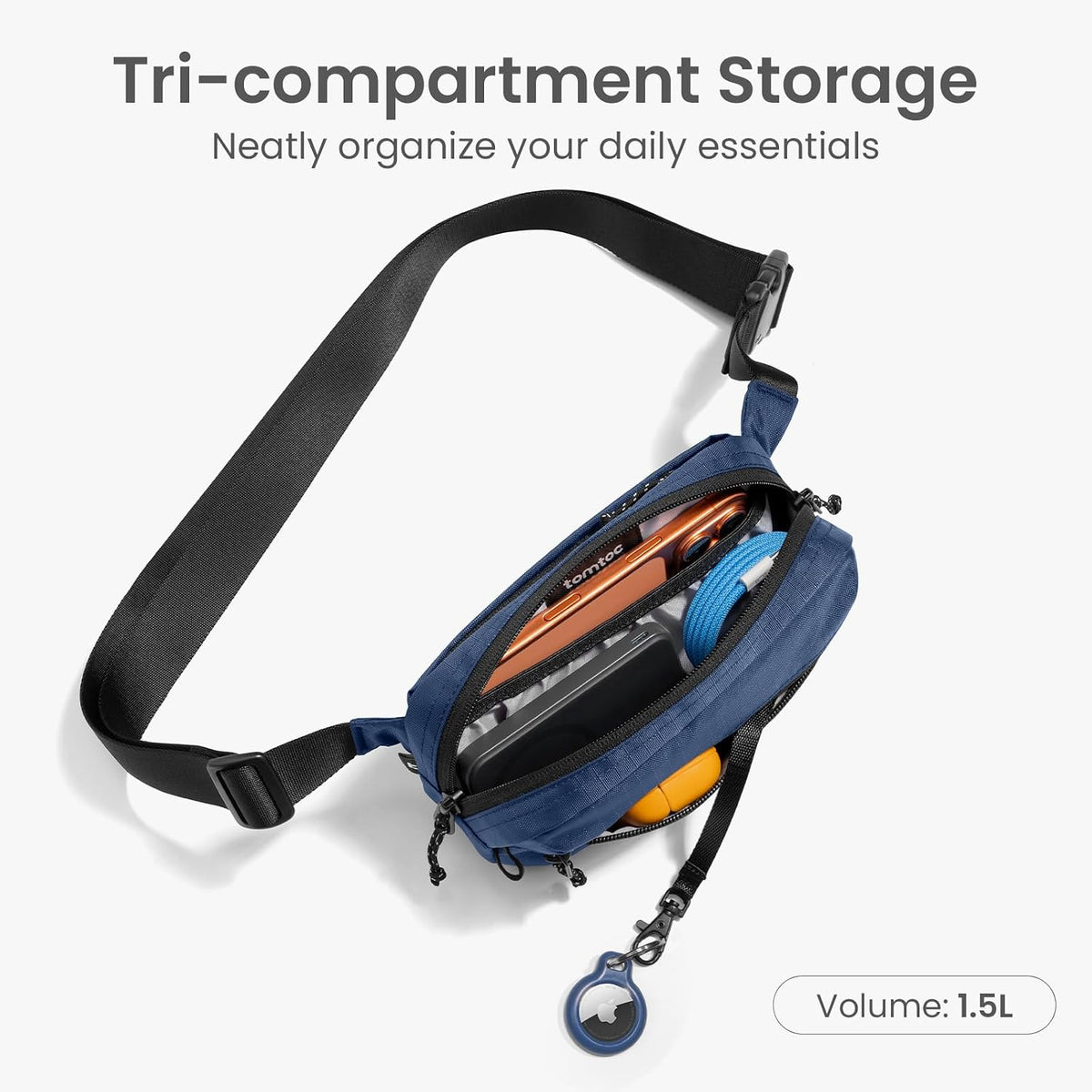 3.5L X-Pac Sling Bag with RFID Blocking Crossbody Pack for Men Women | EDC Minimalist Shoulder Bag, Water-resistant Lightweight Carrying Waist Fanny Pack for Travel, Daily Commute, Hiking, Walking
