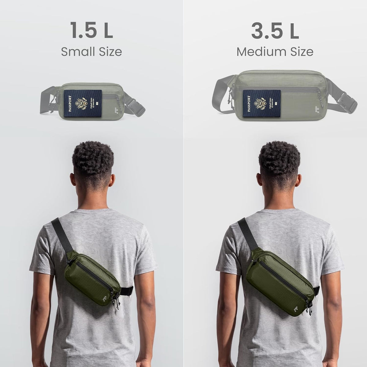 3.5L X-Pac Sling Bag with RFID Blocking Crossbody Pack for Men Women | EDC Minimalist Shoulder Bag, Water-resistant Lightweight Carrying Waist Fanny Pack for Travel, Daily Commute, Hiking, Walking
