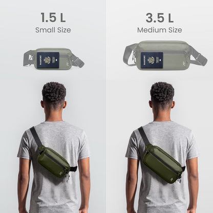 3.5L X-Pac Sling Bag with RFID Blocking Crossbody Pack for Men Women | EDC Minimalist Shoulder Bag, Water-resistant Lightweight Carrying Waist Fanny Pack for Travel, Daily Commute, Hiking, Walking