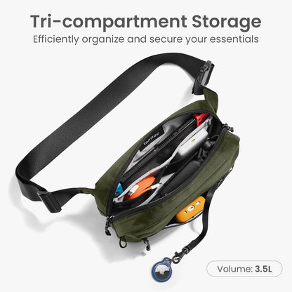 3.5L X-Pac Sling Bag with RFID Blocking Crossbody Pack for Men Women | EDC Minimalist Shoulder Bag, Water-resistant Lightweight Carrying Waist Fanny Pack for Travel, Daily Commute, Hiking, Walking