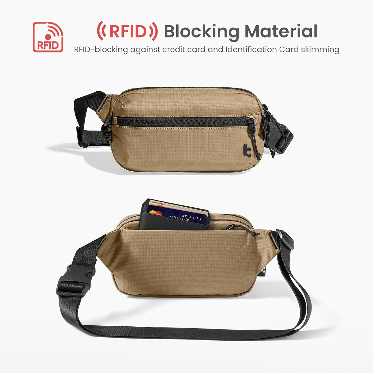 3.5L X-Pac Sling Bag with RFID Blocking Crossbody Pack for Men Women | EDC Minimalist Shoulder Bag, Water-resistant Lightweight Carrying Waist Fanny Pack for Travel, Daily Commute, Hiking, Walking