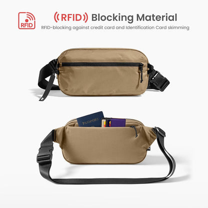 3.5L X-Pac Sling Bag with RFID Blocking Crossbody Pack for Men Women | EDC Minimalist Shoulder Bag, Water-resistant Lightweight Carrying Waist Fanny Pack for Travel, Daily Commute, Hiking, Walking