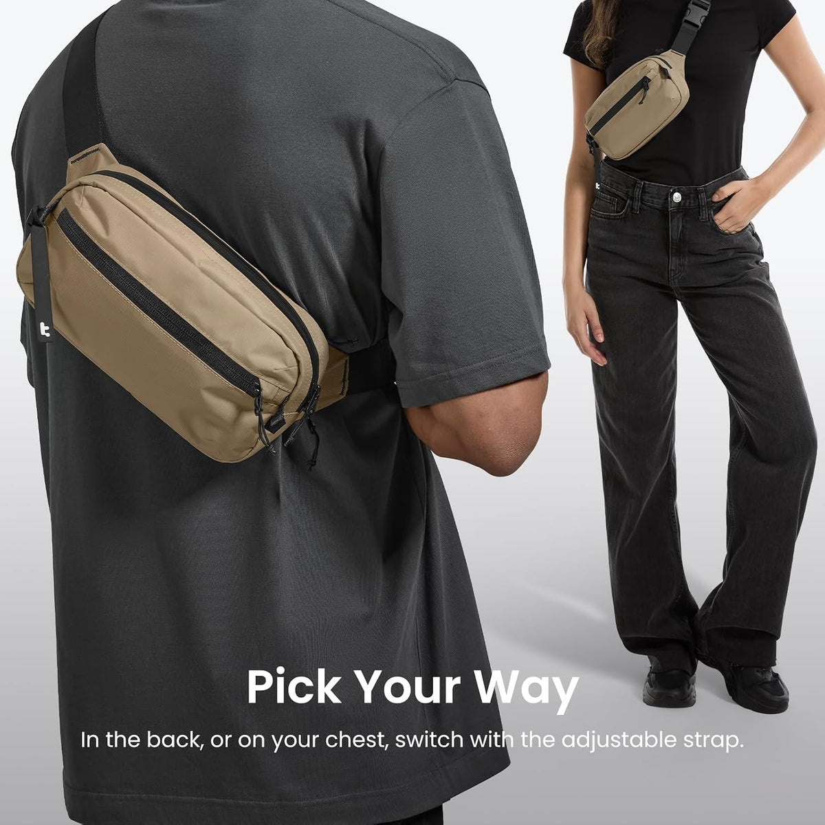 3.5L X-Pac Sling Bag with RFID Blocking Crossbody Pack for Men Women | EDC Minimalist Shoulder Bag, Water-resistant Lightweight Carrying Waist Fanny Pack for Travel, Daily Commute, Hiking, Walking