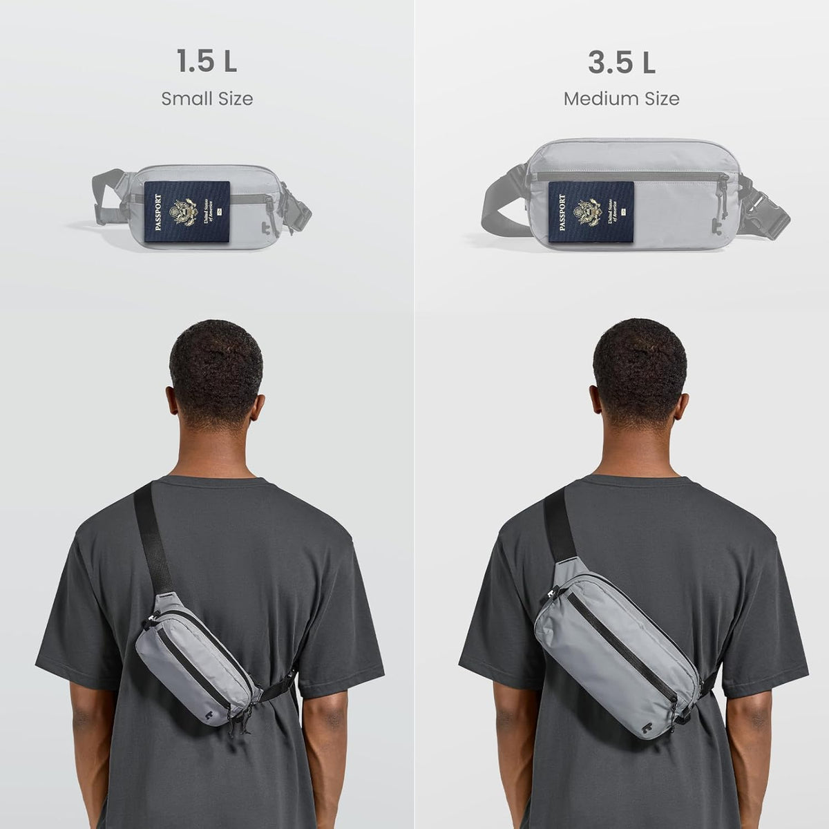 3.5L X-Pac Sling Bag with RFID Blocking Crossbody Pack for Men Women | EDC Minimalist Shoulder Bag, Water-resistant Lightweight Carrying Waist Fanny Pack for Travel, Daily Commute, Hiking, Walking