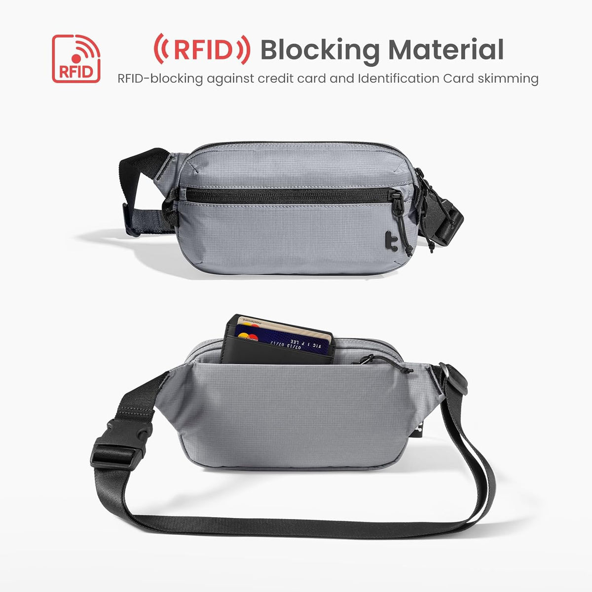 3.5L X-Pac Sling Bag with RFID Blocking Crossbody Pack for Men Women | EDC Minimalist Shoulder Bag, Water-resistant Lightweight Carrying Waist Fanny Pack for Travel, Daily Commute, Hiking, Walking