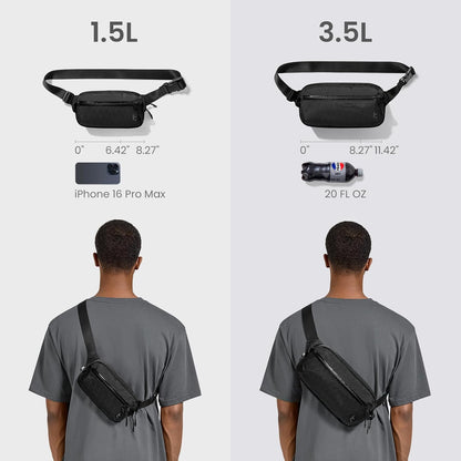 3.5L X-Pac Sling Bag with RFID Blocking Crossbody Pack for Men Women | EDC Minimalist Shoulder Bag, Water-resistant Lightweight Carrying Waist Fanny Pack for Travel, Daily Commute, Hiking, Walking
