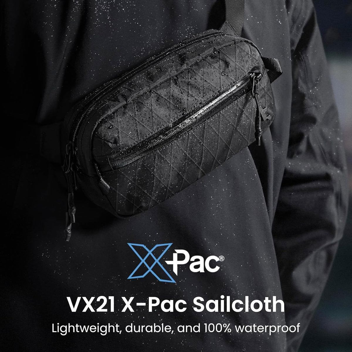 3.5L X-Pac Sling Bag with RFID Blocking Crossbody Pack for Men Women | EDC Minimalist Shoulder Bag, Water-resistant Lightweight Carrying Waist Fanny Pack for Travel, Daily Commute, Hiking, Walking