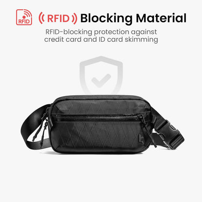 3.5L X-Pac Sling Bag with RFID Blocking Crossbody Pack for Men Women | EDC Minimalist Shoulder Bag, Water-resistant Lightweight Carrying Waist Fanny Pack for Travel, Daily Commute, Hiking, Walking