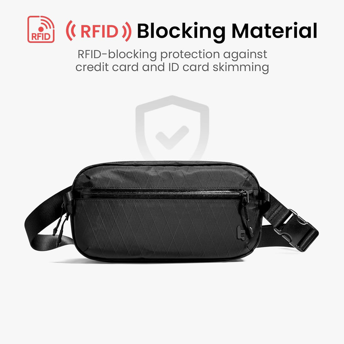 3.5L X-Pac Sling Bag with RFID Blocking Crossbody Pack for Men Women | EDC Minimalist Shoulder Bag, Water-resistant Lightweight Carrying Waist Fanny Pack for Travel, Daily Commute, Hiking, Walking