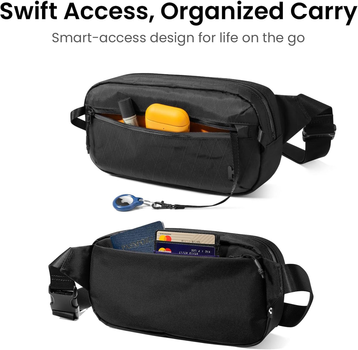 3.5L X-Pac Sling Bag with RFID Blocking Crossbody Pack for Men Women | EDC Minimalist Shoulder Bag, Water-resistant Lightweight Carrying Waist Fanny Pack for Travel, Daily Commute, Hiking, Walking