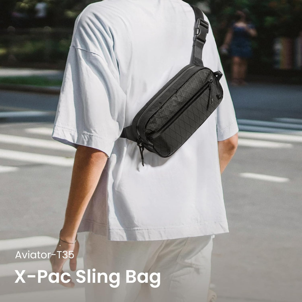 3.5L X-Pac Sling Bag with RFID Blocking Crossbody Pack for Men Women | EDC Minimalist Shoulder Bag, Water-resistant Lightweight Carrying Waist Fanny Pack for Travel, Daily Commute, Hiking, Walking