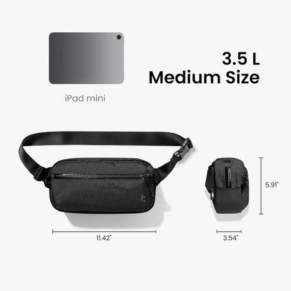 3.5L X-Pac Sling Bag with RFID Blocking Crossbody Pack for Men Women | EDC Minimalist Shoulder Bag, Water-resistant Lightweight Carrying Waist Fanny Pack for Travel, Daily Commute, Hiking, Walking