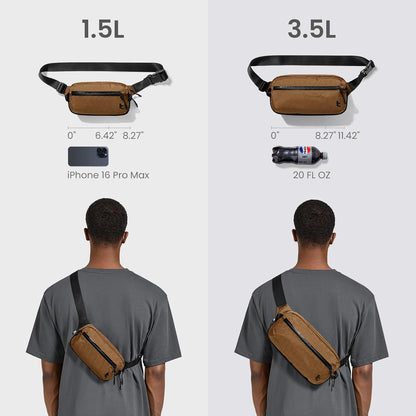 3.5L X-Pac Sling Bag with RFID Blocking Crossbody Pack for Men Women | EDC Minimalist Shoulder Bag, Water-resistant Lightweight Carrying Waist Fanny Pack for Travel, Daily Commute, Hiking, Walking
