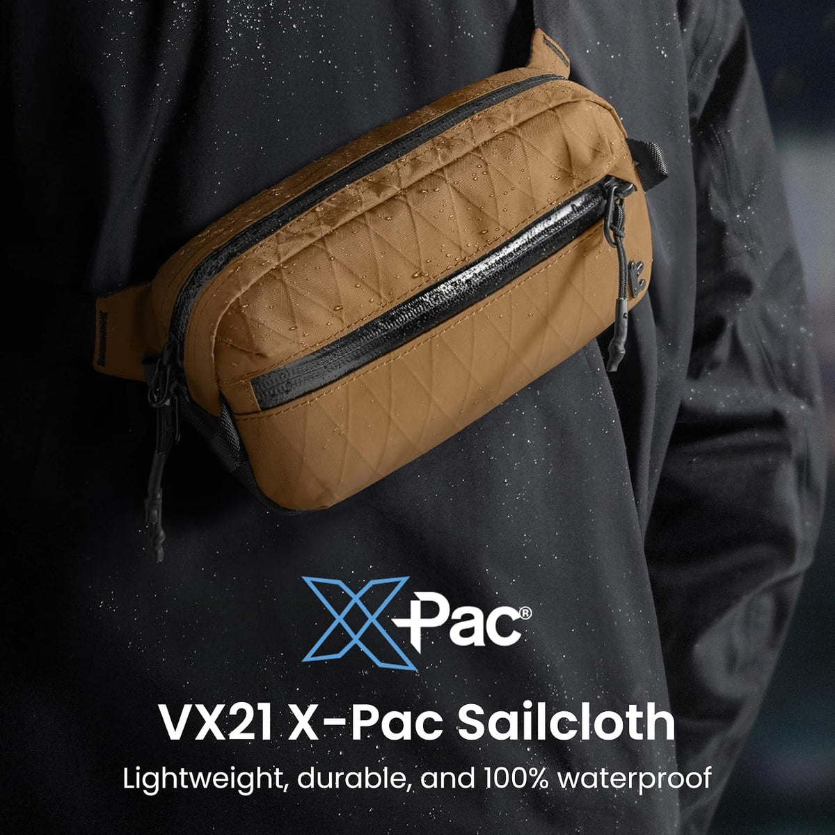 3.5L X-Pac Sling Bag with RFID Blocking Crossbody Pack for Men Women | EDC Minimalist Shoulder Bag, Water-resistant Lightweight Carrying Waist Fanny Pack for Travel, Daily Commute, Hiking, Walking