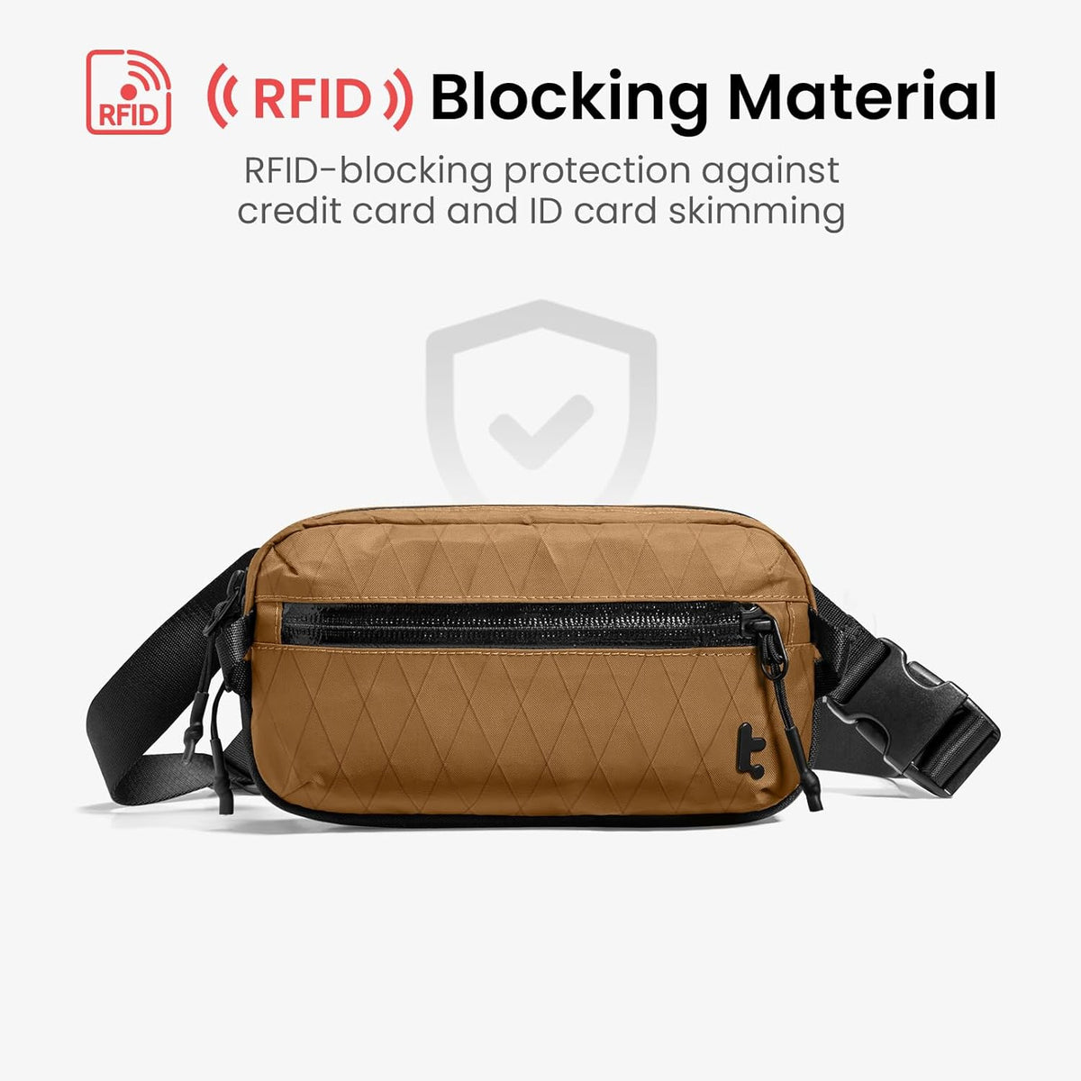 3.5L X-Pac Sling Bag with RFID Blocking Crossbody Pack for Men Women | EDC Minimalist Shoulder Bag, Water-resistant Lightweight Carrying Waist Fanny Pack for Travel, Daily Commute, Hiking, Walking