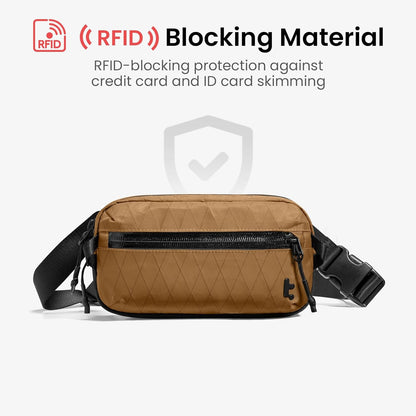 3.5L X-Pac Sling Bag with RFID Blocking Crossbody Pack for Men Women | EDC Minimalist Shoulder Bag, Water-resistant Lightweight Carrying Waist Fanny Pack for Travel, Daily Commute, Hiking, Walking