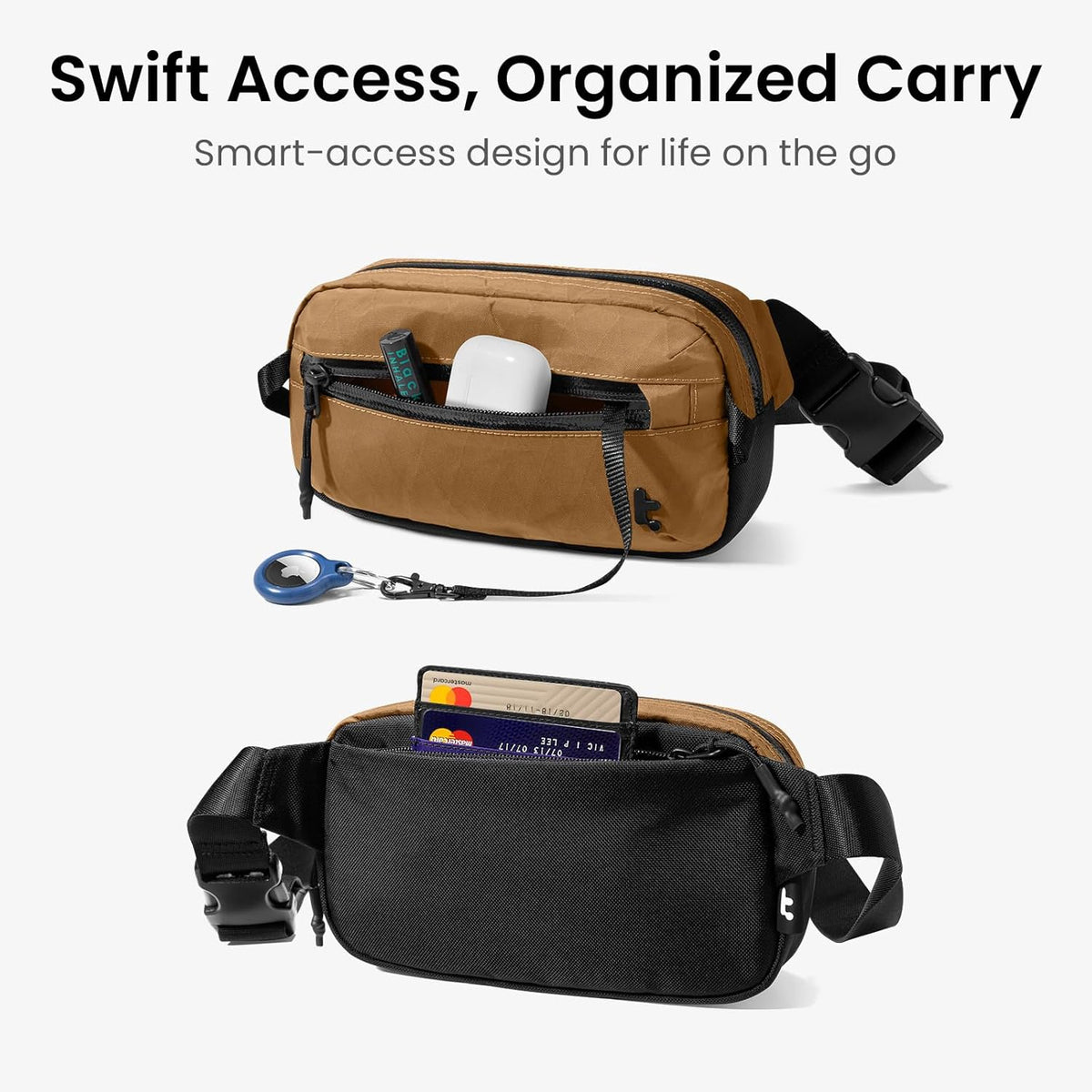 3.5L X-Pac Sling Bag with RFID Blocking Crossbody Pack for Men Women | EDC Minimalist Shoulder Bag, Water-resistant Lightweight Carrying Waist Fanny Pack for Travel, Daily Commute, Hiking, Walking