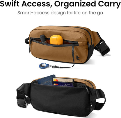 3.5L X-Pac Sling Bag with RFID Blocking Crossbody Pack for Men Women | EDC Minimalist Shoulder Bag, Water-resistant Lightweight Carrying Waist Fanny Pack for Travel, Daily Commute, Hiking, Walking