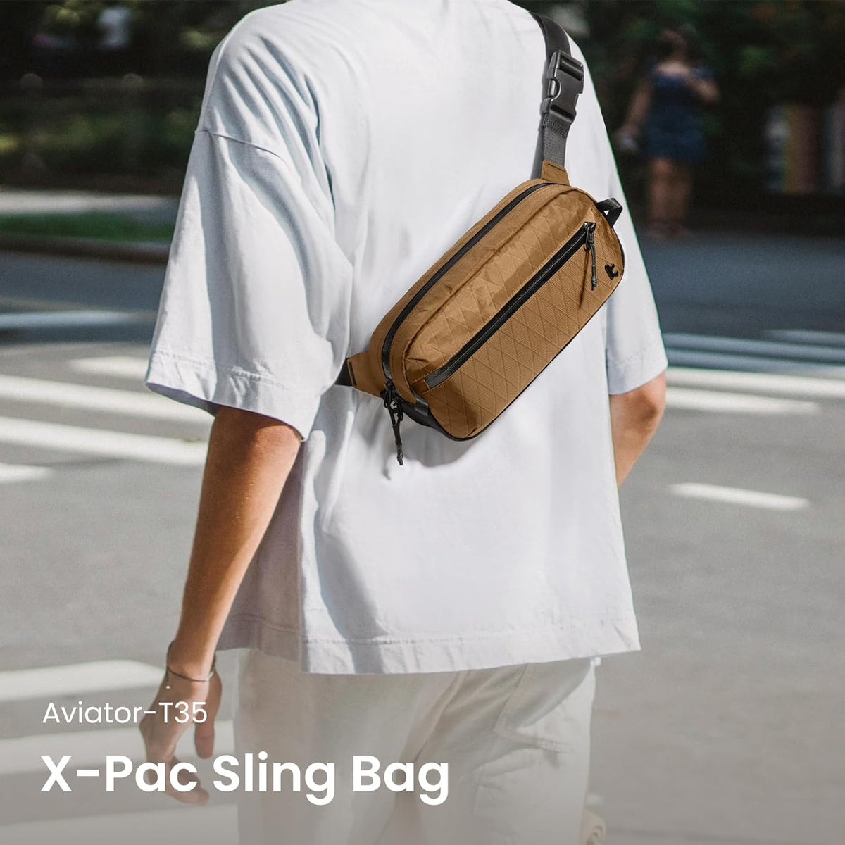 3.5L X-Pac Sling Bag with RFID Blocking Crossbody Pack for Men Women | EDC Minimalist Shoulder Bag, Water-resistant Lightweight Carrying Waist Fanny Pack for Travel, Daily Commute, Hiking, Walking